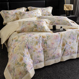 Popxstar  Premium 100% Cotton Brushed Bedding Set Flowers Prints Oil Painting Style Duvet Cover Flat/Fitted Bed Sheet Pillowcases 4Pcs