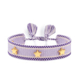 popxstar Hand Woven Bracelets Adjustable Studded Stars Bracelet Fashion Jewelry Gifts