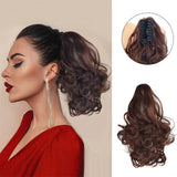 Popxstar Claw Ponytail Clip in Wavy Hair Extensions Short Curly Ponytail 12 Inch Natural Wave Hair Accessories for Women Girls Daily Use