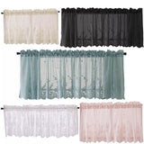 Popxstar Modern Lace Jacquard Window Curtain Valance Lace Hem Coffee Short Curtain for Cabinet Door Bedroom Home Decor