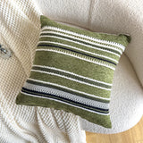 18x18Inch Boho Throw Pillow Covers Chenille Textured Striped 45x45cm Cushion Cover Sofa Pillow Cover for Living Room Home Decor