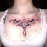Herbal Cross Chain Temporary Tattoo for Woman Sexy Fake Tattoo Punk Art Tattoo Sticker Waterproof Y2K Tatuajes Temporales