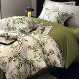Popxstar  Vintage Green Botanical Flowers Duvet Cover Set 600TC Egyptian Cotton Luxury Soft Bedding Set Fitted Sheet Bed Sheet Pillowcases