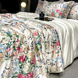 Popxstar  new high-end luxury silky Sleeping naked digital printing washed silk style Bedding Set Duvet Cover Bed Sheet Pillowcases