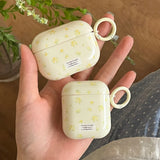 Popxstar  Korea Cute Full Yellow Flower Gloss Soft Protection Case For Apple AirPods 1 2 3 4 Pro 2 Cover Shockproof Funda With Keychain