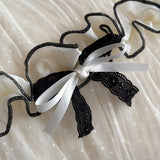 Popxstar  Romantic Lace Ruffles Bow Wedding Bedding Set 800TC Lyocell Silky Cooling Duvet Cover Flat/Fitted Bed Sheet Pillowcases 4Pcs