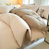 Solid Color Brushed Four Piece Set Home Textile Bedding Three Piece Set Autumn Short Plush Bed Sheets, Duvet Covers, Pillowcases