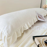 Popxstar Length Sleeping Pillowcase with Ruffle Winter Couple Double Fleece Flannel Warmth Big Size Pillow Covers Home Bedding 45*180cm