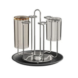 Stainless Steel Rotating Cup Holder Large Capacity Upside-Down Cup Drying Rack Saving Space with Tray Glass Cup Stand Cabinet