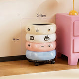 Popxstar  12L Doughnut Shape Wastebasket with Lid Wheel Recycle Bin Bedroom Living Room Kitchen Garbage Cube Cream Wind Cute Trash Can