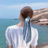 Popxstar Bow Satin ribbon Hair Bands woman girls vintage Hair Scarf Fashion Long Hair Ties Headband Ponytail Hair Accessories