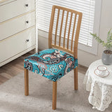 Flowers Print Chair Seat Covers Removable Washable Anti-Dust Stretch Spandex Dining Room Upholstered Chair Cushion Slipcover