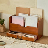 Wooden File Sorting Box Rustic Multi-layer Grocery Organizer with Drawer Large Capacity Desktop Drawer Storage Box Office Use