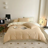 Popxstar  Simple Fresh Queen Bedding Set 100% Cotton Soft Comfortable Duvet Cover Set with Sheets Quilt Cover and Pillow Covers Bed Sets