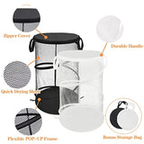 Popxstar Transparent Mesh Folding Laundry Basket Home Portable Storage PopUp Dirty Clothes Basket Folding Dirty Clothes Basket