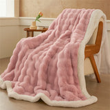 Double Layer Rabbit Fur Sherpa Blanket Winter Thick Warm Fluffy Faux Fur Throws Blankets for Sofa Soft Plush Bed Cover Blanket