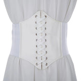 Popxstar New Corset Punk Black Wide Belt Pu Leather Slimming Body Belts for Women Elastic High Waist Belt Female Dress Cummerbunds Gifts