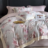 Popxstar  1000TC Lyocell Cotton Brushed Luxury Bedding Set Flowers Prints Duvet Cover Flat/Fitted Bed Sheet Pillowcases 4Pcs