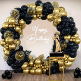 Popxstar 140 Pieces of Black and Gold Balloon Wreath Arch Set. Black and Gold. Colorful Confetti Latex Balloon Anniversary Party Decorati