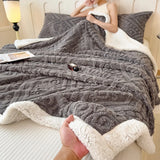 Popxstar Soft Sherpa Throw Blanket for Couch Sofa, Multi Size Fleece 3D Embossed Fuzzy Cozy Blanket for Bed, Thick Blanket for All Season