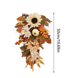 Popxstar Autumn Handmade Hydrangea White Pumpkins Ranunculus Wreath For Front Door Hanging Ornament Thanksgiving Fall Home Decor
