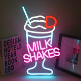 Milkshake Wonderland Neon Sign Light - Vibrant LED Wall Decor ,for Dessert Shops, Restaurants, Stores & Party Celebrations