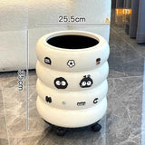 Popxstar  12L Doughnut Shape Wastebasket with Lid Wheel Recycle Bin Bedroom Living Room Kitchen Garbage Cube Cream Wind Cute Trash Can