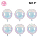 Popxstar  19Inch Foil Star Heart Round Balloons Transparent Iridescent Balloons for Mermaid Theme Birthday Disco Party Wedding Decorations