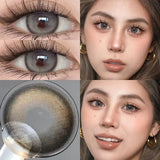 Popxstar 2PCS Color Contact Lenses with Myopia Degree -0.00 to-8.00 Gray Eye  Korea Lens Makeup Beauty Pupils