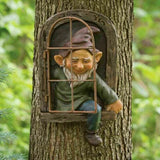 Popxstar Creative Garden Statue Elf Go Out Tree Hug Suitable for Home Courtyard Porch Decoration Garden Decoration Outdoor Decor