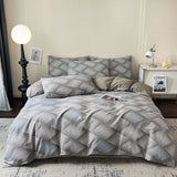 Nordic Style 100% Cotton Duvet Cover Set 1 Duvet Cover 2 Pillowcase Plaid Print Bedding Standard Size Bedroom Decoration