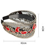 Popxstar Retro Wide Lace Embroidered Women Headband Sequins Bezel Hair Hoop Female Turban Hairband Head Wrap Bandana