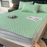 Popxstar Simple Thicken Latex Summer Mat for Bed High-quality Cool Feeling Fabric Fitted Bed Sheet Set Queen Breathable Ice Silk Bed Mats