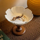 Popxstar  Nordic Dishes Ceramic Tableware Fruit bowl Retro Wooden Tray Snacks Plates for Kitchen Living Room Decorations Table Plate