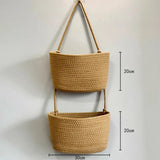 Wall-mounted storage basket storage bag hand knitting Cotton fabric material Nordic style kitchen household Small item storage