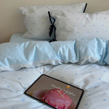 New Cherry Print 100% Cotton Bedding Set Soft Washed Skin-friendly Queen Duvet Cover Set with Bed Sheets Quilt Cover Pillowcases