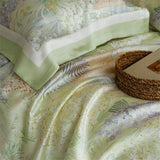 Luxury 100% Mulberry Silk Bedding Set 4pcs Foral Print Duvet Cover Bed Sheet Pillowcase Queen King Size Fitted Sheet Bed Linen