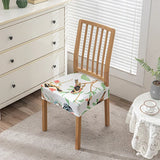 Flowers Print Chair Seat Covers Removable Washable Anti-Dust Stretch Spandex Dining Room Upholstered Chair Cushion Slipcover
