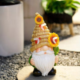 Popxstar  Solar Dwarf Garden Statue with Welcome Sign Whimsical Statue Featuring Sunflowers A Gift for Mom's Garden, Courtyard, or Lawn