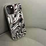 Fashion Silver 3D Unique Water Wave Texture Phone Back Cover For iPhone 17 Air 16 15 13 12 11 Pro Max Case