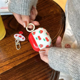 INS Red Strawberries Cherries Pendant Earphone Case For Airpods Pro 2 3 1 4 Protective Cover with Anti-lost Lanyard Accessories