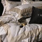 Popxstar  Premium 1000TC Egyptian Cotton Yarn-dyed Jacquard Luxury Bedding Set Duvet Cover Flat/Fitted Bed Sheet Pillowcases 4Pcs