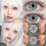 1 Pair New Crazy White Cosplay Lenses Contact Lenses Anime Black Eyes Soft Lenses Halloween Party Contacts Fast Shipping