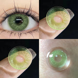 2Pieces Colored Contact Lenses Bueatiful Pupil Color Circle Lens Green Iris Prescription Yearly Natural Coloured Contacts