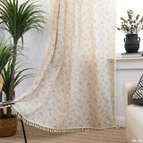 Popxstar 1 Panel Cotton and Linen Blend Bohemia Suitable Curtains for Living Room Decoration Curtain Fringe Beige Rod Pocket Blackout