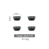 Popxstar  European Ceramic Tableware Set Blue Chrysanthemum Shape Rice Soup Bowl Dish Fruit Plate Creative Retro Kitchen Utensils