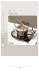 Popxstar Retro Light Luxury Glass Coffee Cup Set Smoke Gray Transparent Tea Cup Set Afternoon Tea Cup with Spoon Glasses Drink Set Gifts