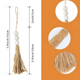 Popxstar 20pcs Jute Rope Tassels with 3 Wood Beads Hemp Burlap Tassels for Curtain DIY Craft Christmas Tree Home Party Decorations