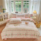 Popxstar  Floral Printed Duvet Cover 1Piece- 100% Cotton Luxury Bedding, Pre-Washed for Softness, for Bedroom Decor - Zipper Closure