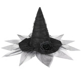 New Halloween Baroque Witch Hat Mesh Simulation Flower Dress up Accessories Gothic Queen Cosplay Witch Hat